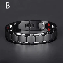 Pulsera de acero inoxidable para hombre, trenzada con cadena cuadrada positiva y negativa con cierre magnético, joyería de pulsera de regalo de vacaciones, favorita del hombre