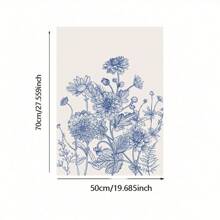 1/3 件蓝色植物印花帆布画简约中国风墙壁艺术复古美学现代客厅卧室办公室酒店餐厅装饰无框 - 彩色 - 查看 16