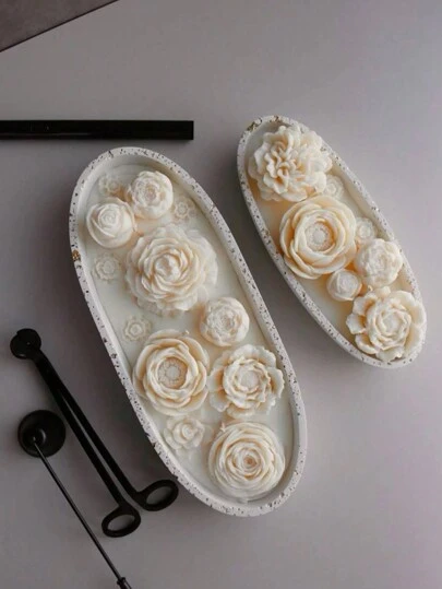 1 件 DIY 储物托盘模具、船形树脂铸造模具、石膏容器模具、船形蜡烛罐硅胶模具、椭圆形水泥花盆模具、混凝土蜡盒蜡烛托盘模具、家居装饰工艺品盘