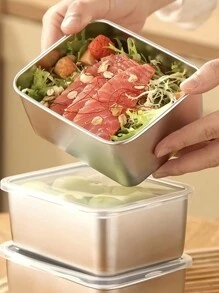 3/6pcs Stainless Steel Food Storage Containers Set With Lids - Leakproof, Stackable & Reusable For Camping, Picnics, School & Office Food Containers Food Storage Containers With Lids - Silver - View 5
