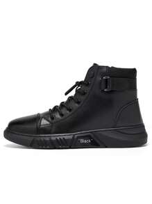 Botas Chelsea para hombre, botas británicas para hombre, botas altas de terciopelo cálidas, botas informales para hombre, modernas y versátiles - Negro - Ver 1