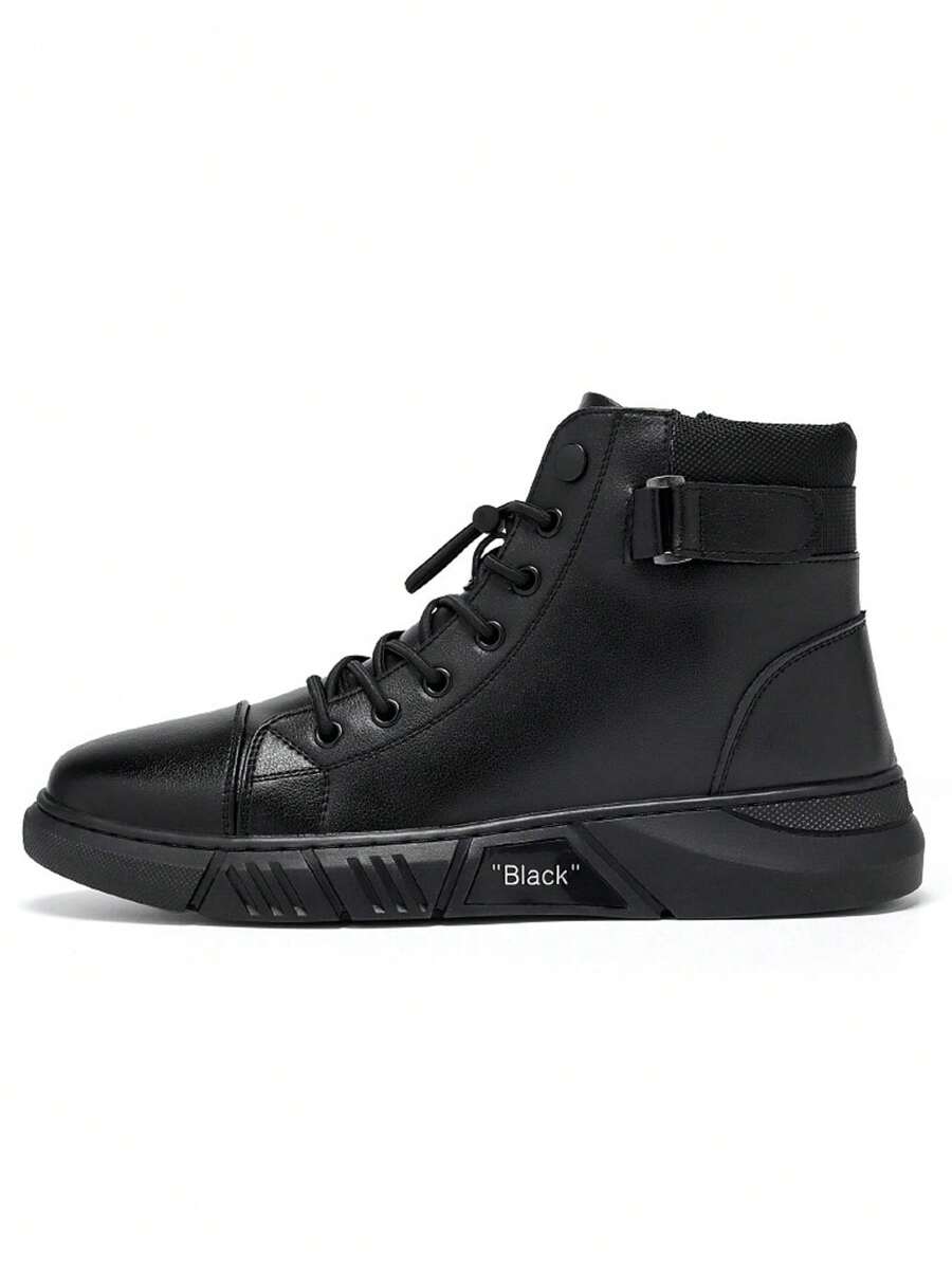 Botas Chelsea para hombre, botas británicas para hombre, botas altas de terciopelo cálidas, botas informales para hombre, modernas y versátiles - Negro - Ver 1