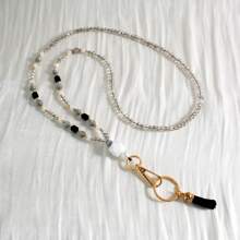 1 Piece Crystal Beads Work Id Lanyard Be Kind Letter Mobile Phone Chain Women's Cute Teacher Lanyard Key Chain Necklace Id Badge Glasses Mask Chain - Multicolor - View 17