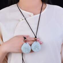 1pc Natural Jade Dragon And Phoenix Round Card, White Gemstone, Dragon Pendant, Phoenix Pendant, Guardian Pendant Necklace, Natural Healing Crystal Carved Gem Necklace, Women, Men And Women, Fortune Jewelry Gifts, Family Gifts, Festival Gifts, Quartz Crystal Gifts. - Dragon - View 7
