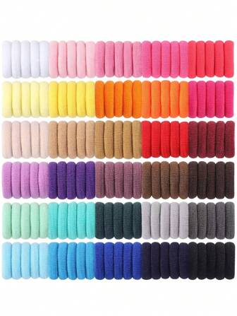 100pcs Assorted Rainbow Color Hair Ties, Seamless Nylon Hair Elastics In Pink, Yellow, Orange, Blue, Green, Purple, Black For Women,Hair Accessories,Ponytail ,Hair Rope Ponytail Holders, Hair Bobbles