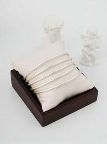 5pcs/Set Elegant Matte Gold-Tone Bangle Bracelets For Women,  Style - 5pcs Matte Imitation Gold Ring Bracelet - View 15