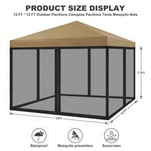 Gazebo Mosquito Net Gazebo Universal Replacement Mosquito Netting Outdoor Canopy 4-Panel Screen Walls With Zipper For Gazebo, Garden, Patio, Backyard (Mosquito Net Only)