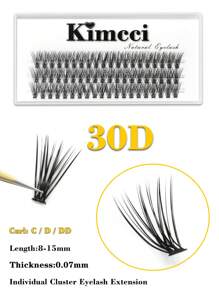 KIMCCI 60 Clusters 30D Premium Eyelashes, 0.07 Thickness, C/D/DD Curl, 8-15mm Length Options, 30pcs Black Quality Lashes For Eyelash Extensionslash Clusters,Eyelash Clusters,Individual Eyelashes,Lashes,Fake Lashes - Black - View 6