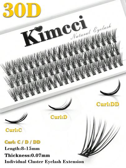 KIMCCI 60 ciuffetti di ciglie premium 30D, spessore 0,07, riccio C/D/DD, lunghezze opzionali da 8 a 15 mm, 30 pezzi di ciglie nere di qualità per estensioni ciglie, ciuffetti di ciglie, ciglie individuali, ciglie, ciglie finte