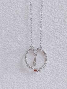 1 pieza Collar colgante con cristal del anime "La bendición del cielo" estilo de la Ciudad de las Flores de Xie Lian, joyería versátil para uso diario y fiesta para mujeres - Plateado - Ver 6