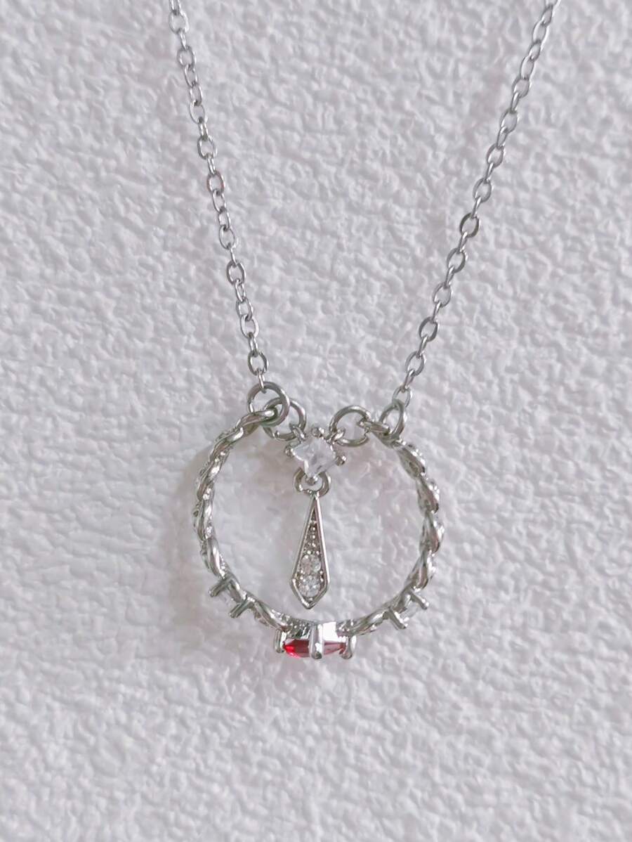 1 pieza Collar colgante con cristal del anime "La bendición del cielo" estilo de la Ciudad de las Flores de Xie Lian, joyería versátil para uso diario y fiesta para mujeres - Plateado - Ver 1