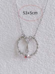 1 pieza Collar colgante con cristal del anime "La bendición del cielo" estilo de la Ciudad de las Flores de Xie Lian, joyería versátil para uso diario y fiesta para mujeres - Plateado - Ver 7