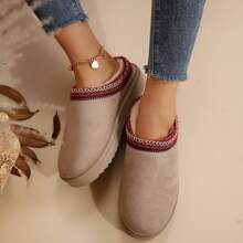 Women's Sandals Platform Snow Boots - Warm And Durable Shoes For Outdoor Non Slip Comfort, Winter Slippers With Thickened Flat Soles - 卡其色 - 查看 3