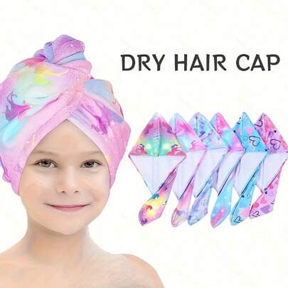 1pc Children Geometric Printed Quick Drying Microfiber Hair Wrap, Soft Absorbent Bath Towel Hat, Suitable For Long & Short Hair, Perfect Gift For Girls