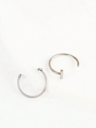 2pcs Punk Style Lip Rings Without Piercing, Silver, Fashionable & Unique Lip Rings