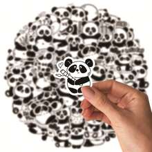 30张黑白可爱卡通熊猫贴纸简约风格精致漂亮的装饰贴纸。适用于装饰相册、日记、杯子、笔记本电脑和手机。 - 青檸色 - 查看 2