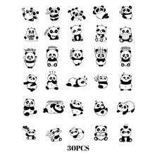30张黑白可爱卡通熊猫贴纸简约风格精致漂亮的装饰贴纸。适用于装饰相册、日记、杯子、笔记本电脑和手机。 - 青檸色 - 查看 4