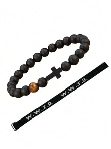 suteyi 2PCS WWJD Christian Bracelet Pack For  Men, Christian Jesus Gifts Adjustable Wristbands