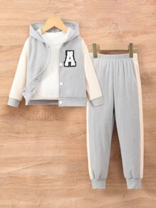Young Boys' Long Sleeve Hoodie And A-Line Pants Set - Grey - View 1