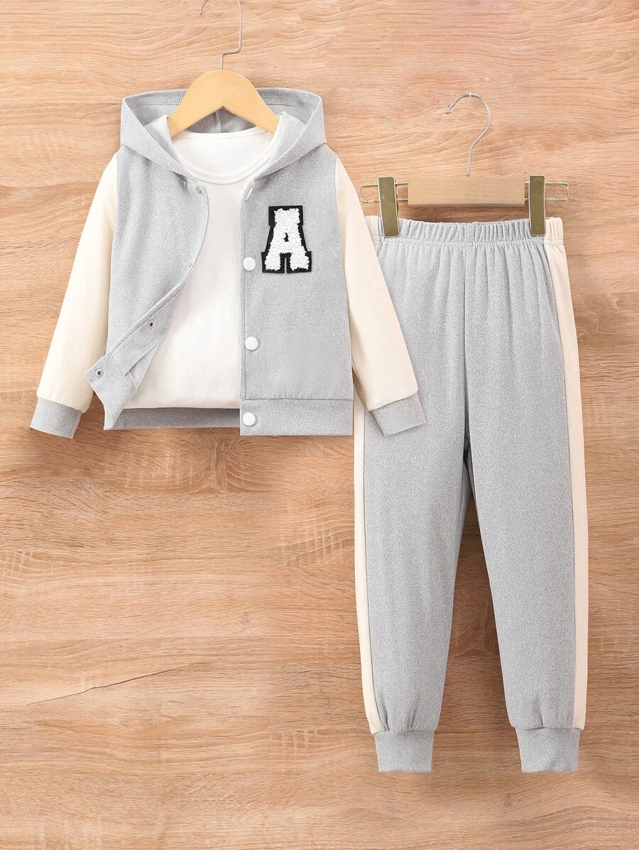 Young Boys' Long Sleeve Hoodie And A-Line Pants Set - Grey - View 1