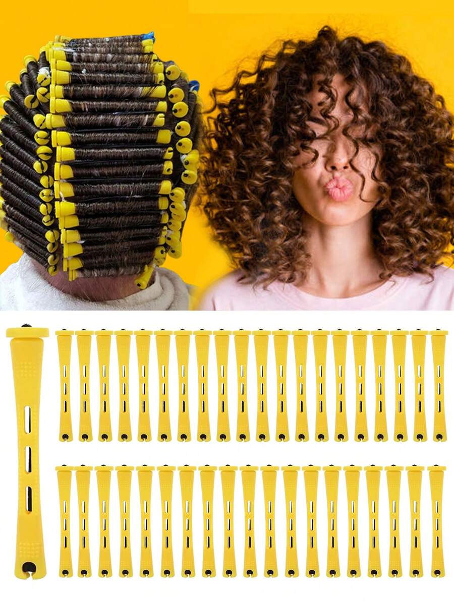 40pcs Perm Rods Set - Create Natural Waves & Curls With 4 Sizes Of Hair Rollers - Perfect For DIY Hairdressing & Styling Of Long, Medium & Small Hair, Hair Tools, Hair Products And Accessories For Barber Salon Beauty Travel Essentials, Back To School, Travel Holiday Essentials, Hair Accessories For Women, Slick Back Brush, Barber Accessories, Hair Dryer, Hair, Barber, Hair Dryer, Hair Hair Products, Hair Tools, Hair Stuff, Hair Care, Curly Hair Brush, Hairdressing Equipment,Travel Essentials,Travel Essential,Hairstyle,Hairdressing,Hair,Travel,Hair Products,Hair Tools,Hair Stuff,Barber,Barber Accessories,Barbershop,Hairdressing Equipment - Yellow - View 1
