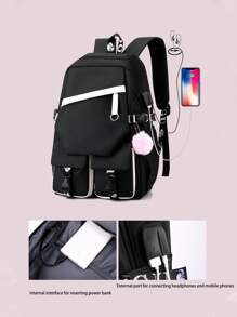 多功能牛津布背包，大容量书包，时尚旅行包，学院风，可容纳15英寸笔记本电脑