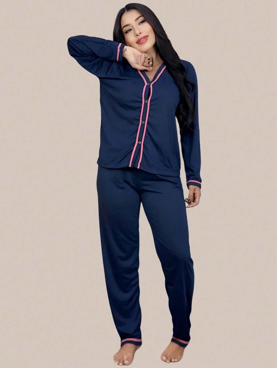 Women Pajama Sets - 藏蓝色 - 查看 1