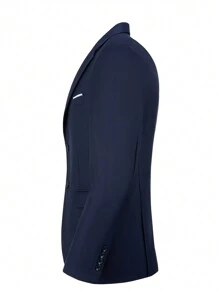 Furuyal 男士两件套西装外套，纯色西装外套领带套装，长袖，双排扣修身款/单排扣款，适合旅行、婚礼、派对、商务、舞会等场合，藏蓝色，尺码 XS-3XL