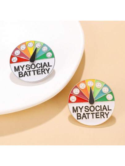 Mood Changer Energy Brooch, Sliding Social Media Charge Metal Badge Pinback Pins For Boys And Girls