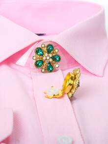 2pcs Vintage Rhinestone Cufflinks Covers Women Elegant Shirt Sleeve Buttons Clips Crystal Floral Shirt Studs Set Fashion Accessory DIY Button Copper Covers Ladies Clothing Accessories Button Decoration Holiday Gift - Star - View 13