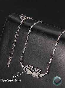 A Stainless Steel Wings Custom Name Necklace Personalized Custom Letter Fashion Necklace Angel Wings Delicate Jewelry Gift For Friends