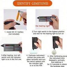 Professional High Accuracy Diamond Tester Gemstone Gem Selector Jewelry Testing Tool LED Diamond Indicator Test Pen, Powered By DC 9V Battery  ( Not Included ) - Black - View 8