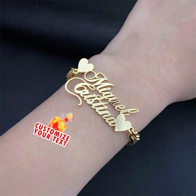 Einzigartiges Paar-Namen personalisiertes Ketten-Armband - Personalisiertes Liebesgeschenk für Ihn & Sie - 1 Stück, stilvolle, modische, schlichte, einfache, lässige, vintage, altmodische, süße, personalisierte, einzigartige Geschenkidee für Freundin, Mutter, Familie, Freunde, Tochter, Großeltern zu Jahrestagen, Geburtstagen, für den täglichen Gebrauch, für den Abschlussball, Muttertag, Valentinstag, Abschluss, Hochzeit, personalisierte Mode-Wort-Armbänder, Vintage-Outfit