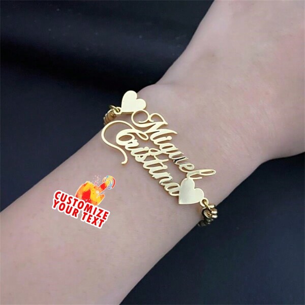 Unique Couple Names Customized  Chain Bracelet - Personalized Love Gift For Him & Her-1pc Stylish,Fall Fashion,Contracted,Simple,Casual,Vintage,Old Money,Cuties Custom,Personalized,Unique Ideal Gifts For Her Girlfriend,Mom,Family,Friends,Daughter,Her,Grandparents For Anniversaries,For Birthdays,For Daily Wear,For Prom,For Mother's Day,For Valentine's Day,For Graduation,For Weddings,Customized Fashion Word Bracelets,Vintage Outfit