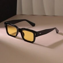 1 pieza Gafas cuadradas para hombres y mujeres de moda boho, adecuadas para usar de gafas de sol de vacaciones en verano, playa, al aire libre y viajes