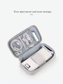 多功能数码收纳包、充电器、鼠标、数据线、移动电源、硬盘盒、收纳袋旅行旅行包便携式充电器充电器盒学校大学返校耳机盒线包电子包宿舍线收纳包家庭露营 - 淺灰色 - 查看 7