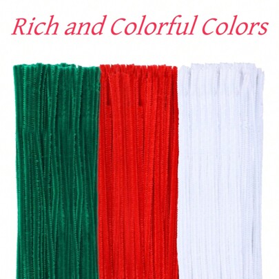 100/300PCS Christmas Pipe Cleaners Craft Set, Pipe Cleaners Glitter, 30cm/11.8 Ins Chenille Stems, Colored Pipe Cleaner, Pipe Cleaners For Crafts, For Creative Handmade DIY Art Project