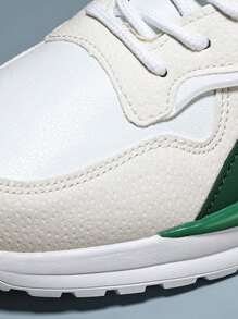 Patrón de letras con bloqueo de color Zapatos deportivos de pareja con cordones delanteros, pintura al óleo del bosque, zapatos deportivos para hombres con diseño de bloque de color azul y dibujos gráficos - Verde - Ver 4