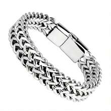 Pulsera de acero inoxidable para hombre, trenzada con cadena cuadrada positiva y negativa con cierre magnético, joyería de pulsera de regalo de vacaciones, favorita del hombre