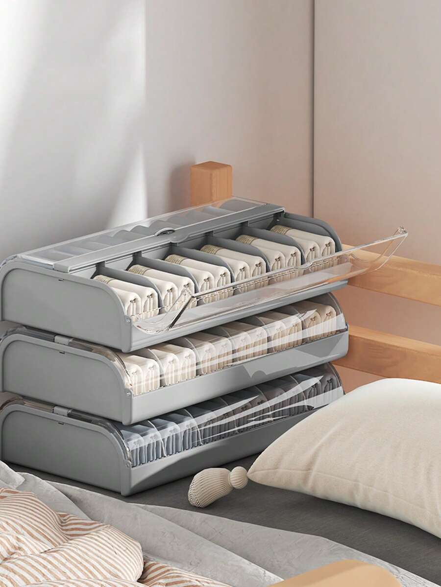 1 件衣服收纳，内衣收纳盒，配件格式收纳，宿舍袜子整理，内衣和长袜收纳盒，箱子，收纳盒，衣服收纳，返校用品 - 多色 - 查看 1