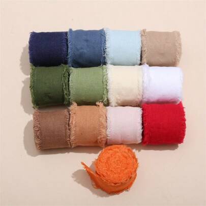 一卷 1.5 英寸 * 5 码节日丝带：手工制作，流苏，非常适合工艺品、婚礼或家居装饰