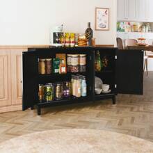 47.2'' Sideboard Cabinet With 3 Mirror Doors, Modern Buffet Cabinet With Storage, Accent Storage Cabinet For Living Room, Dining Room, Bedroom, Entryway