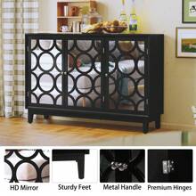 47.2'' Sideboard Cabinet With 3 Mirror Doors, Modern Buffet Cabinet With Storage, Accent Storage Cabinet For Living Room, Dining Room, Bedroom, Entryway