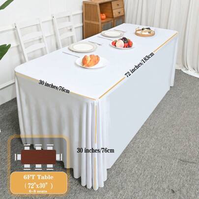 1pc White Spandex Tablecloth, Stretchy Table cover Open Back for Wedding, Banquet, Party