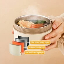 WORTHBUY 1个便携式304不锈钢保温午餐盒，可爱小熊图案，带提手，可放入冰箱和微波炉加热，密封防漏，可存放水果沙拉等食物，也可热水加热，适合学生和成人厨房、学校、办公室、户外露营、野餐、旅行、返校等场合使用。 - 彩色 - 查看 7