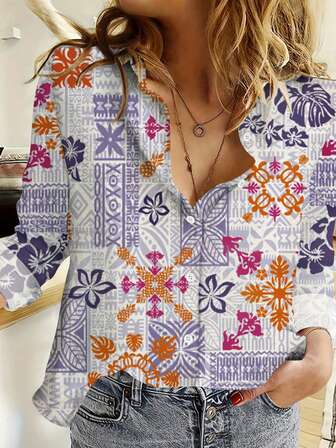 2024 New Arrival Popular Printed Casual Comfortable Long Sleeve Shirt