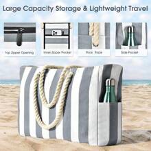 Women's Large Beach Bag, Zipper Waterproof Sandproof Tote Bag For Swimming Pool (Random Pattern)