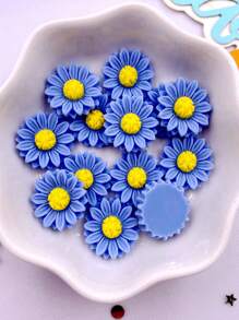 20颗混合树脂彩色15毫米向日葵平底花朵宝石，可用于剪贴簿DIY、婚礼珠宝装饰、贴花工艺配件、夏季、学校用品等。