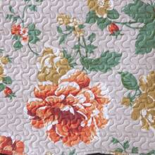 Boutis Ultrasonic Double-Sided 3-Piece Bed Cover Quilt Kit With Pillow Holder - Orange Floral - View 6