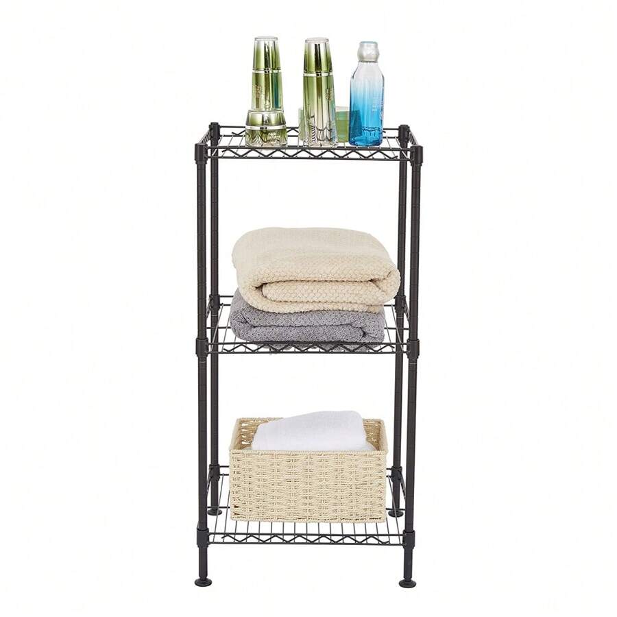 Black 3-Tier Black Wire Shelving Tower Bathroom Decor Summer